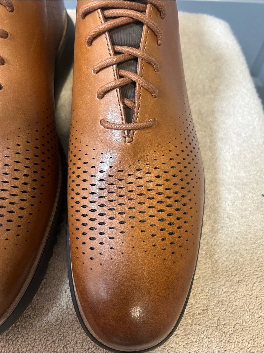 COLE HAAN 2.ZEROGRAND LASER CUT WINGTIP OXFORDS.NWOB SIZE 13M British tan